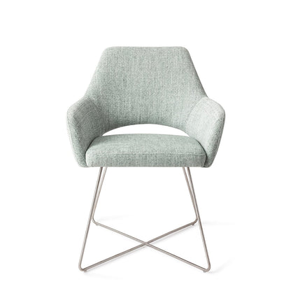 Yanai Dining Chair Soft Sage Cross Steel