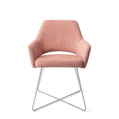 Yanai Dining Chair Pink Punch Cross Steel