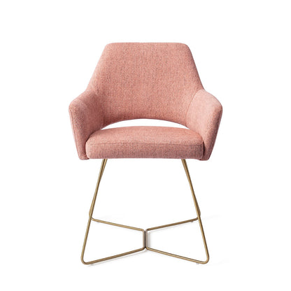 Yanai Dining Chair Pink Punch Beehive Gold