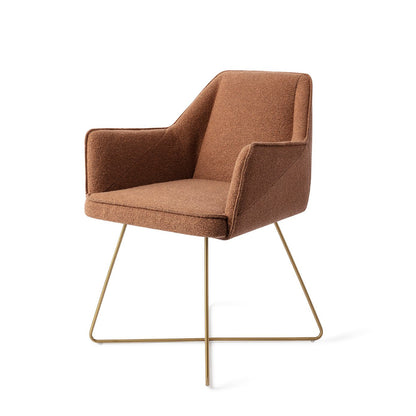 Tome Dining Chair Cinnamon Bun Cross Gold