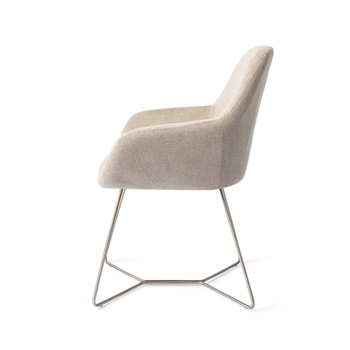 Kushi Dining Chair Ivory Ivy Beehive Steel