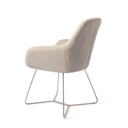 Kushi Dining Chair Ivory Ivy Beehive Steel
