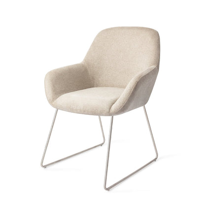 Kushi Dining Chair Ivory Ivy Slide Steel