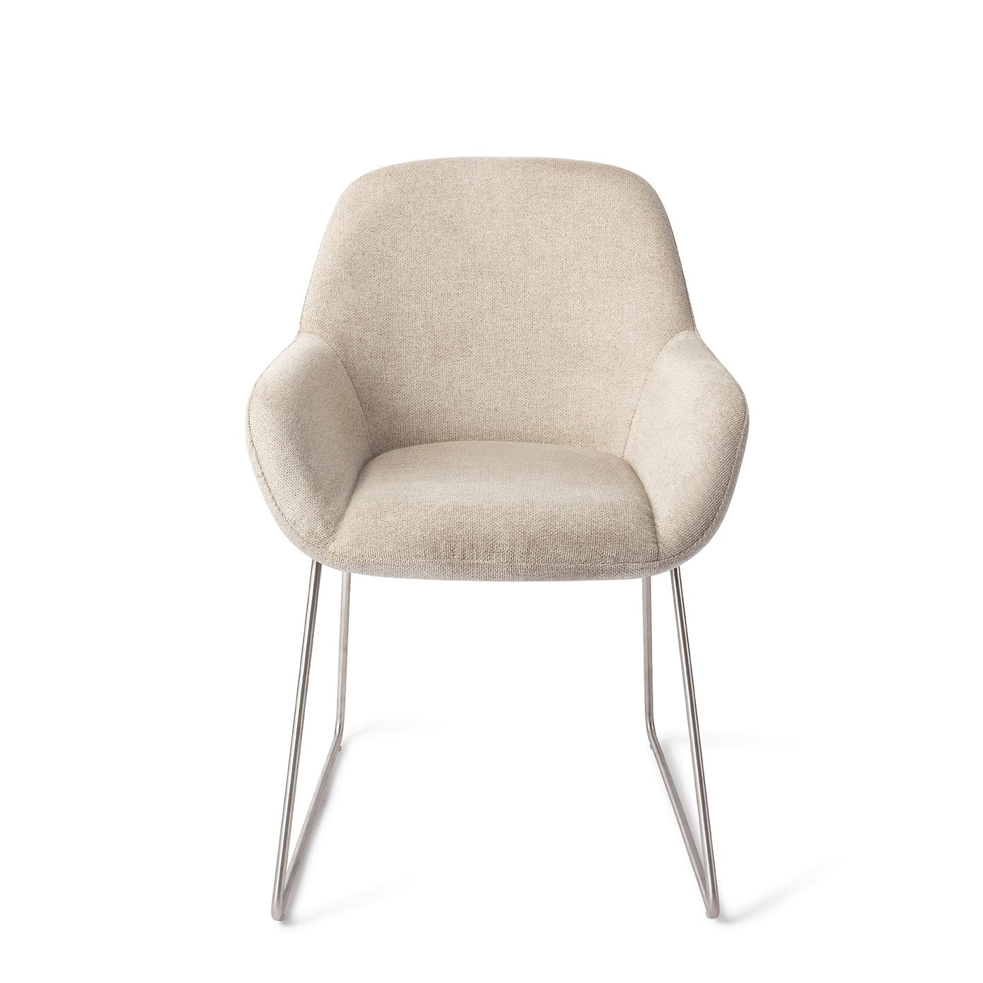 Kushi Dining Chair Ivory Ivy Slide Steel