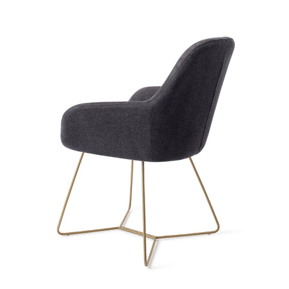 Kushi Dining Chair Black-Out Beehive Gold