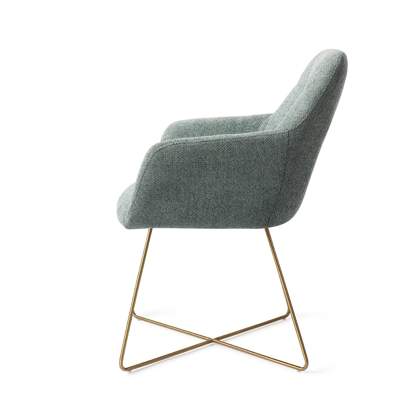 Noto Dining Chair Real Teal Cross Gold