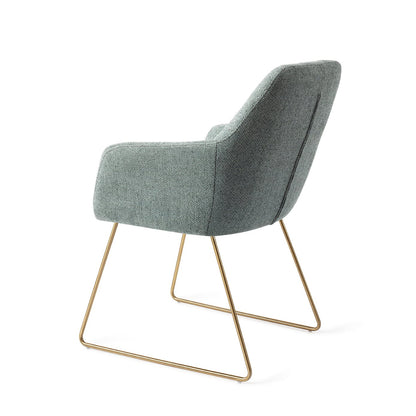 Noto Dining Chair Real Teal Slide Gold