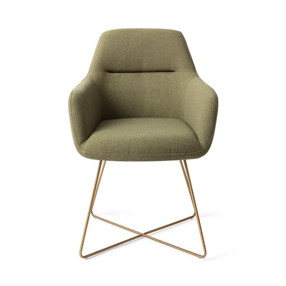 Kinko Dining Chair Green Hunter Cross Gold