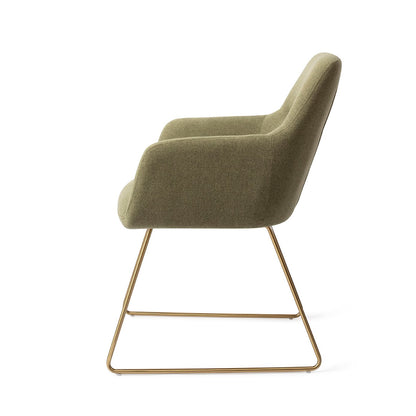 Kinko Dining Chair Green Hunter Slide Gold