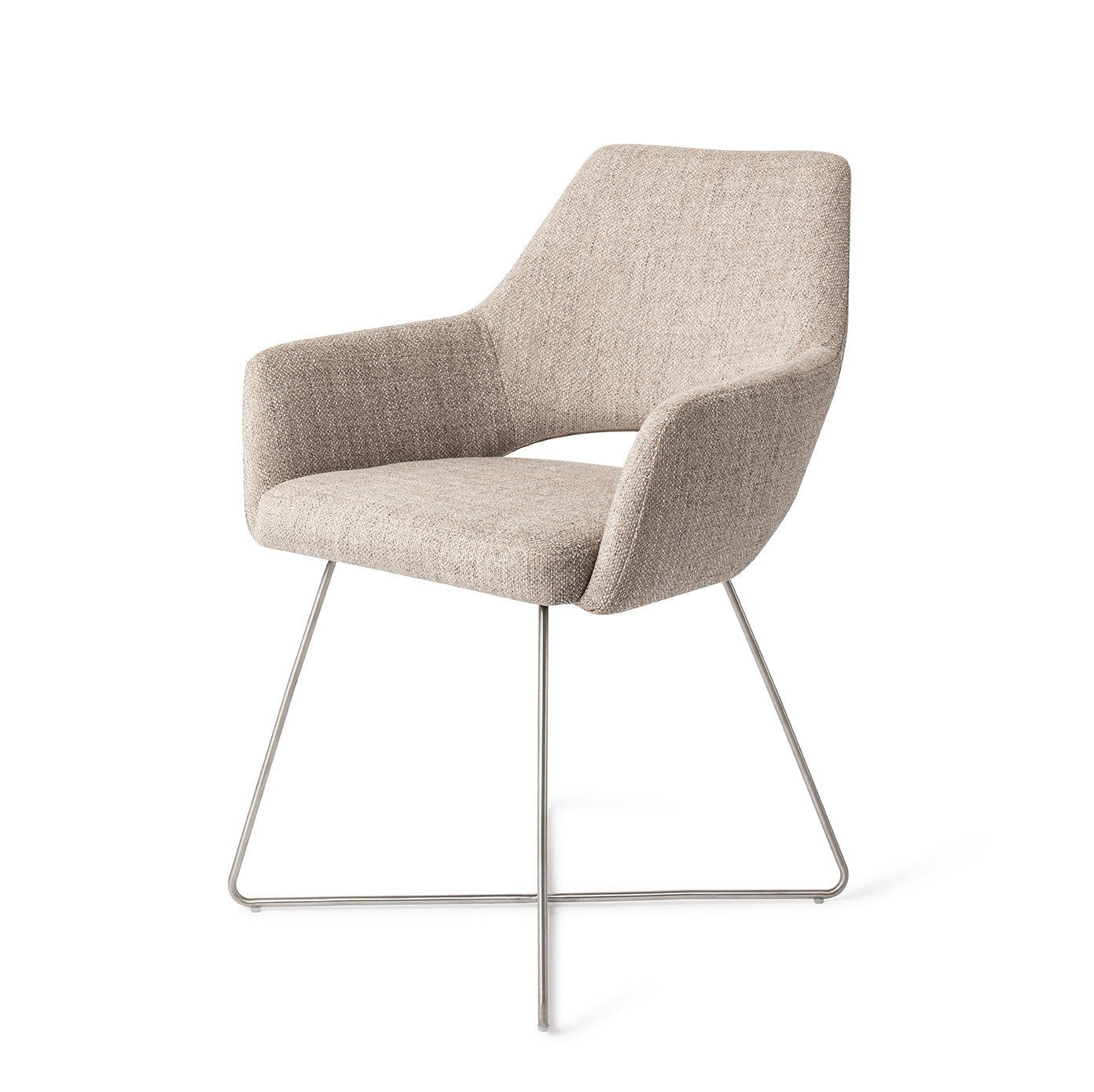 Yanai Dining Chair Biscuit Beach Cross Steel