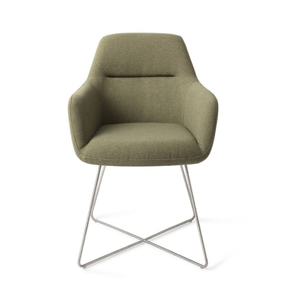 Kinko Dining Chair Green Hunter Cross Steel