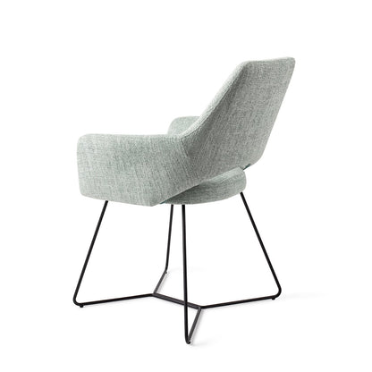 Yanai Dining Chair Soft Sage Beehive Black