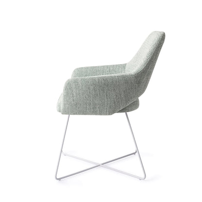 Yanai Dining Chair Soft Sage Cross White