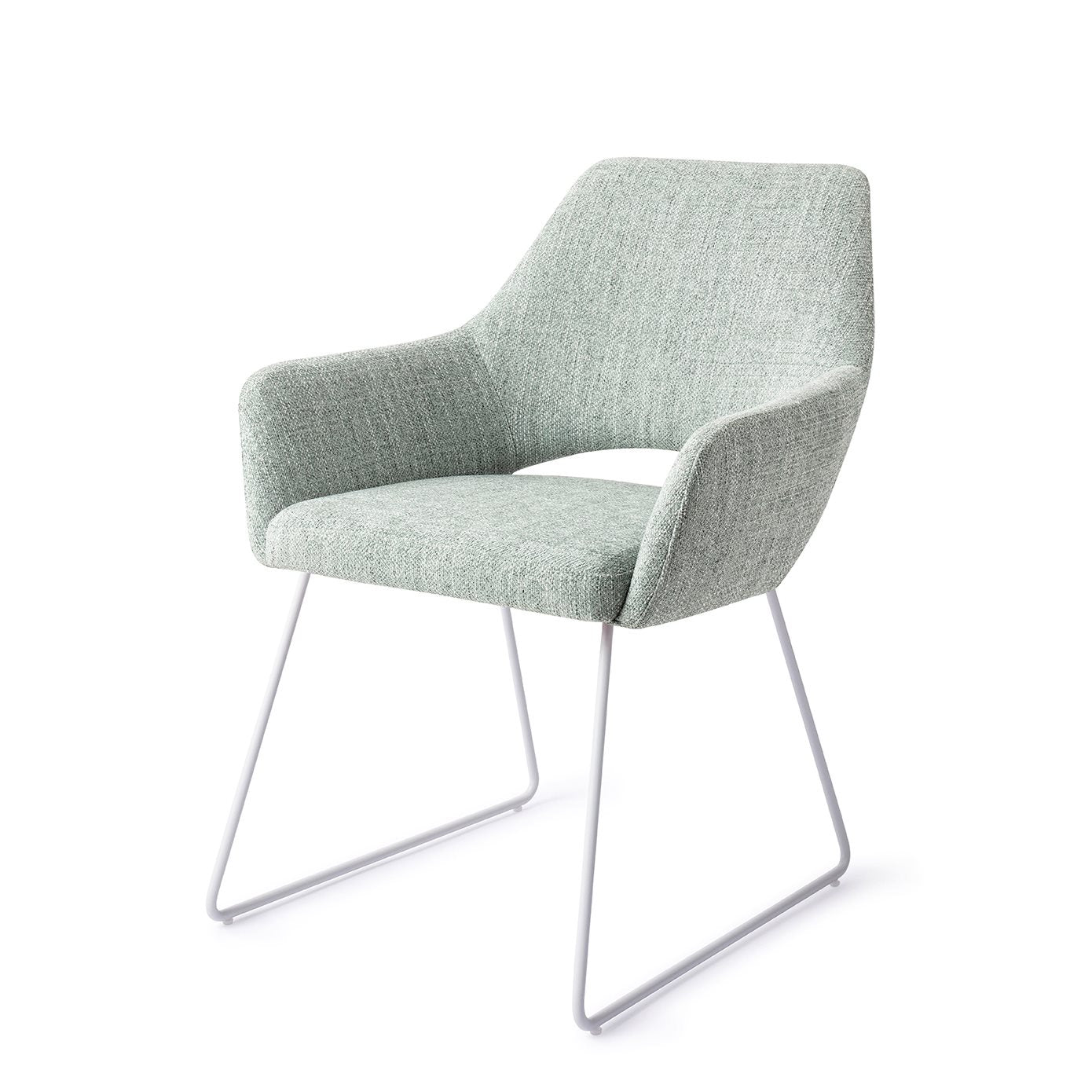 Yanai Dining Chair Soft Sage Slide White