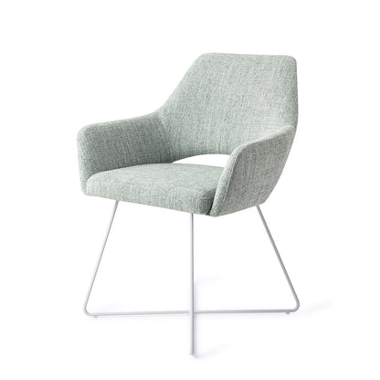 Yanai Dining Chair Soft Sage Cross White