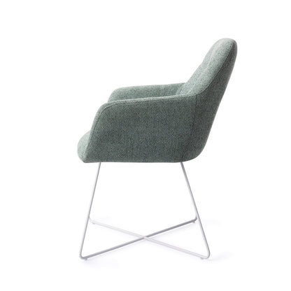 Noto Dining Chair Real Teal Cross White