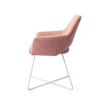 Yanai Dining Chair Pink Punch Cross White