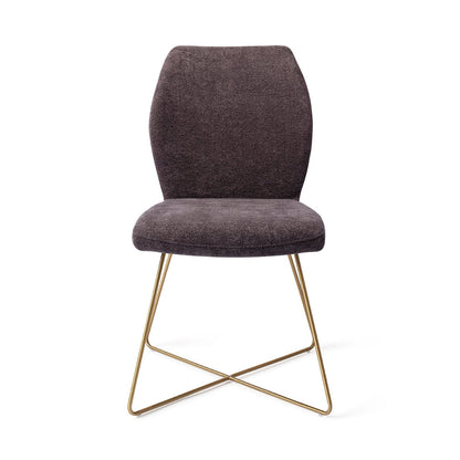 Ikata Dining Chair Almost Black Cross Gold