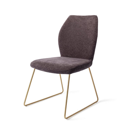 Ikata Dining Chair Almost Black Slide Gold