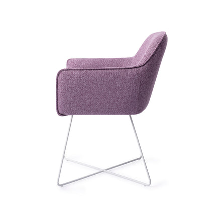 Hofu Dining Chair Violet Daisy Cross White