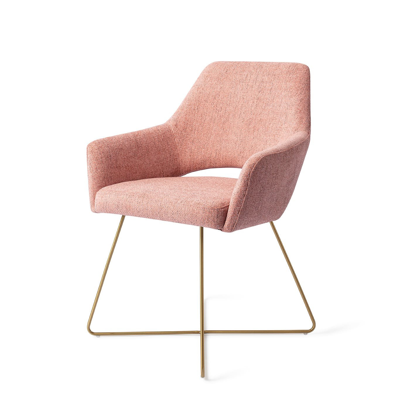 Yanai Dining Chair Pink Punch Cross Gold