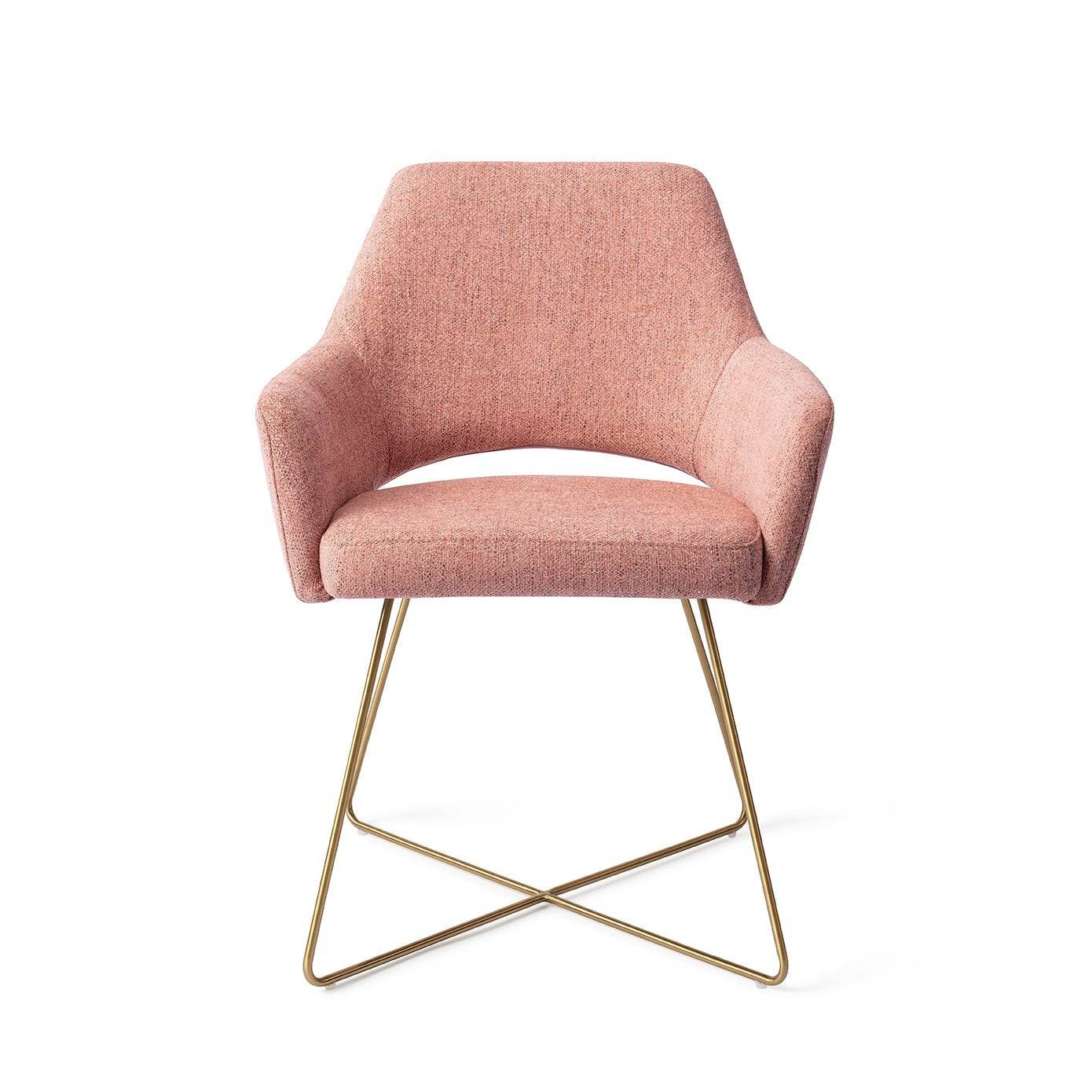 Yanai Dining Chair Pink Punch Cross Gold