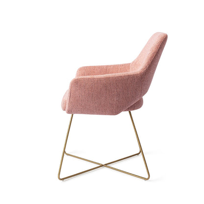 Yanai Dining Chair Pink Punch Cross Gold