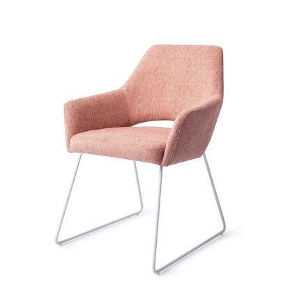 Yanai Dining Chair Pink Punch Slide White