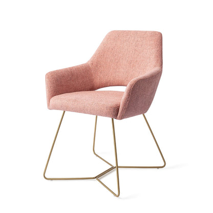 Yanai Dining Chair Pink Punch Beehive Gold