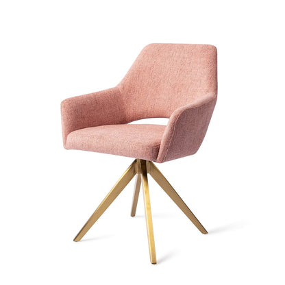 Yanai Dining Chair Pink Punch Turn Gold