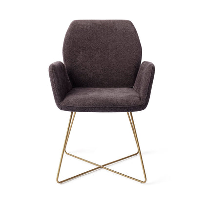 Misaki Dining Chair Almost Black Cross Gold