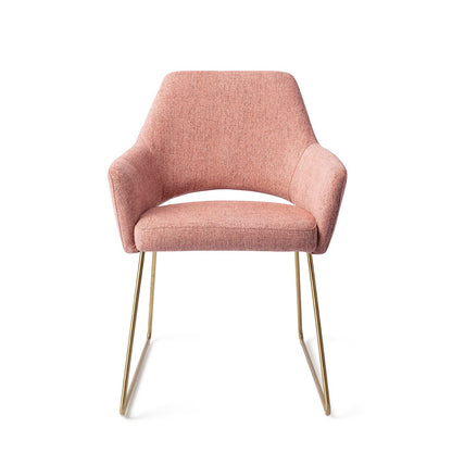 Yanai Dining Chair Pink Punch Slide Gold