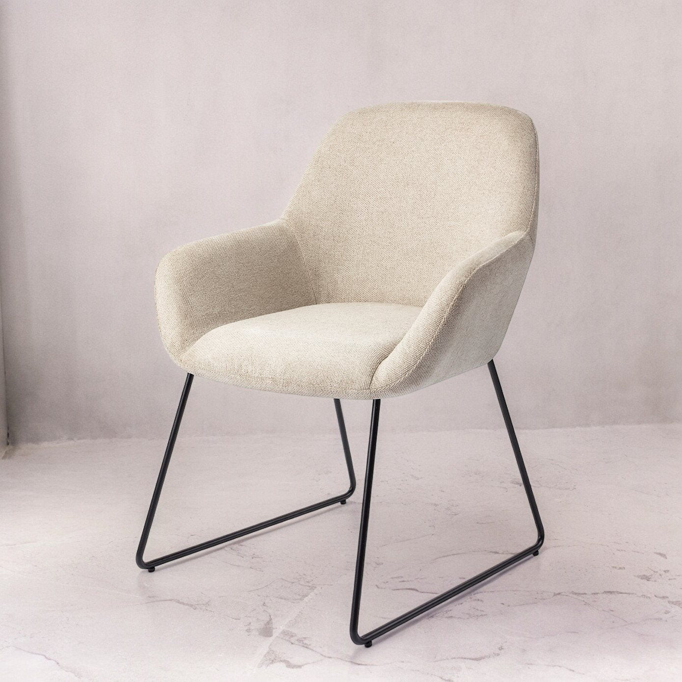 Kushi Dining Chair Ivory Ivy Slide Black