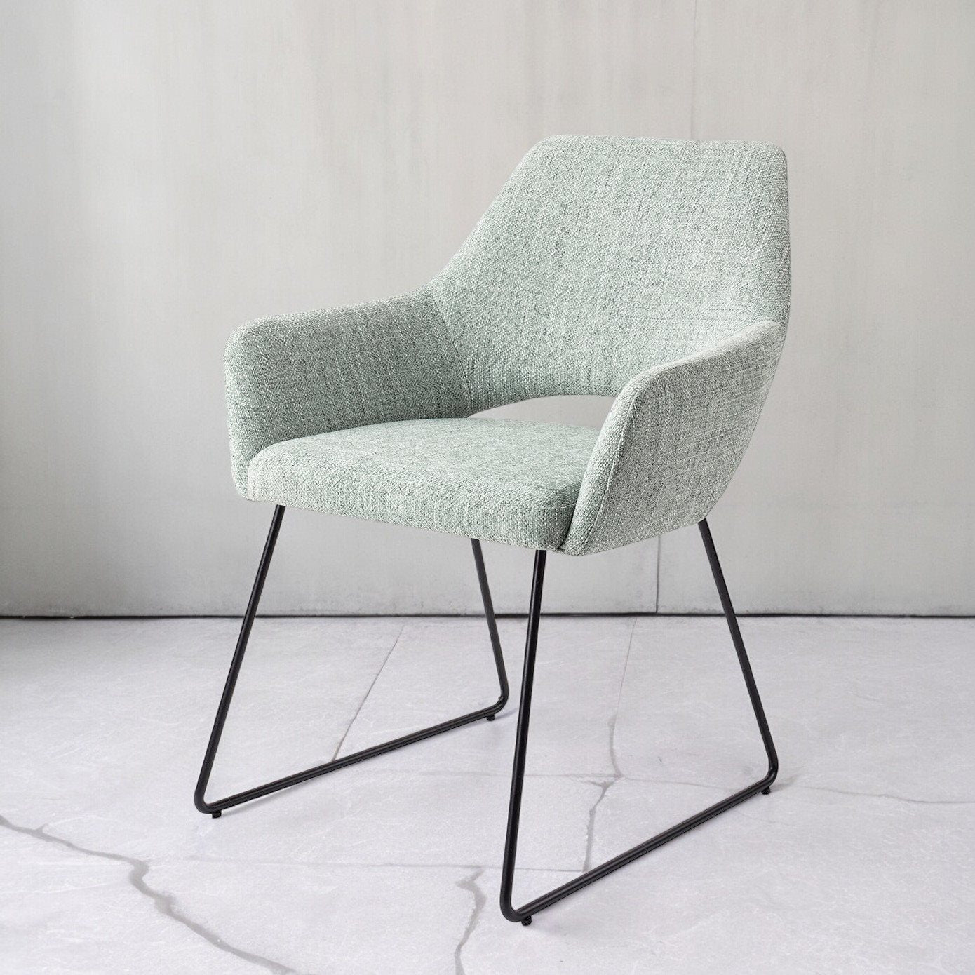 Yanai Dining Chair Soft Sage Slide Black