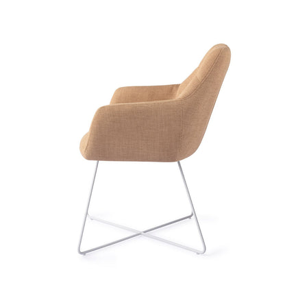 Noto Dining Chair Toasted Toffee Cross White