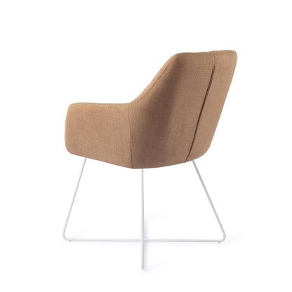 Noto Dining Chair Toasted Toffee Cross White