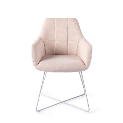 Noto Dining Chair Petal Pink Cross White