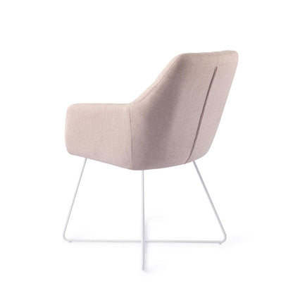 Noto Dining Chair Petal Pink Cross White