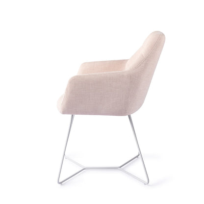 Noto Dining Chair Petal Pink Beehive White