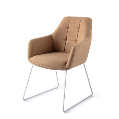 Noto Dining Chair Toasted Toffee Slide White