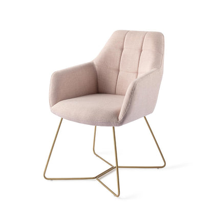 Noto Dining Chair Petal Pink Beehive Gold