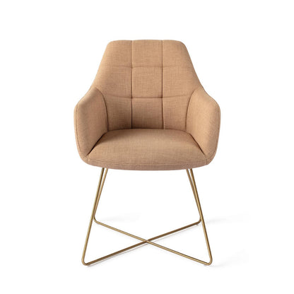 Noto Dining Chair Toasted Toffee Cross Gold