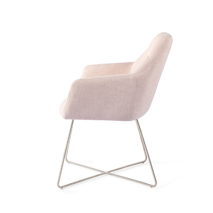 Noto Dining Chair Petal Pink Cross Steel