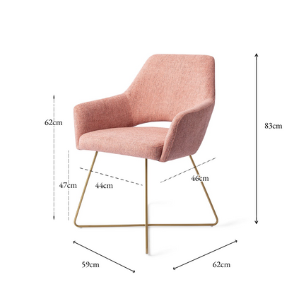 Yanai Dining Chair Pink Punch Cross Gold