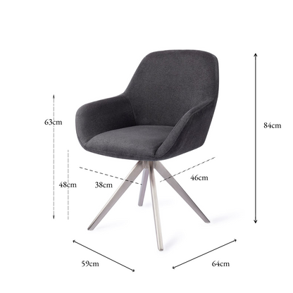 Kushi Dining Chair Black-Out Turn Steel