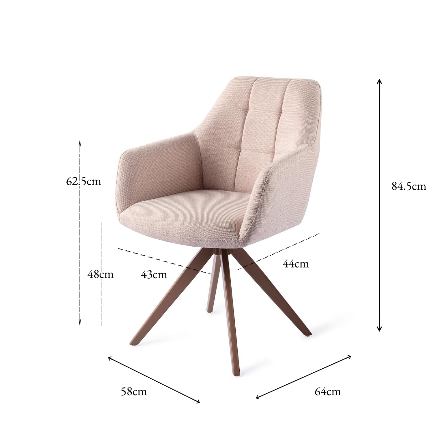 Noto Dining Chair Petal Pink Turn Brown