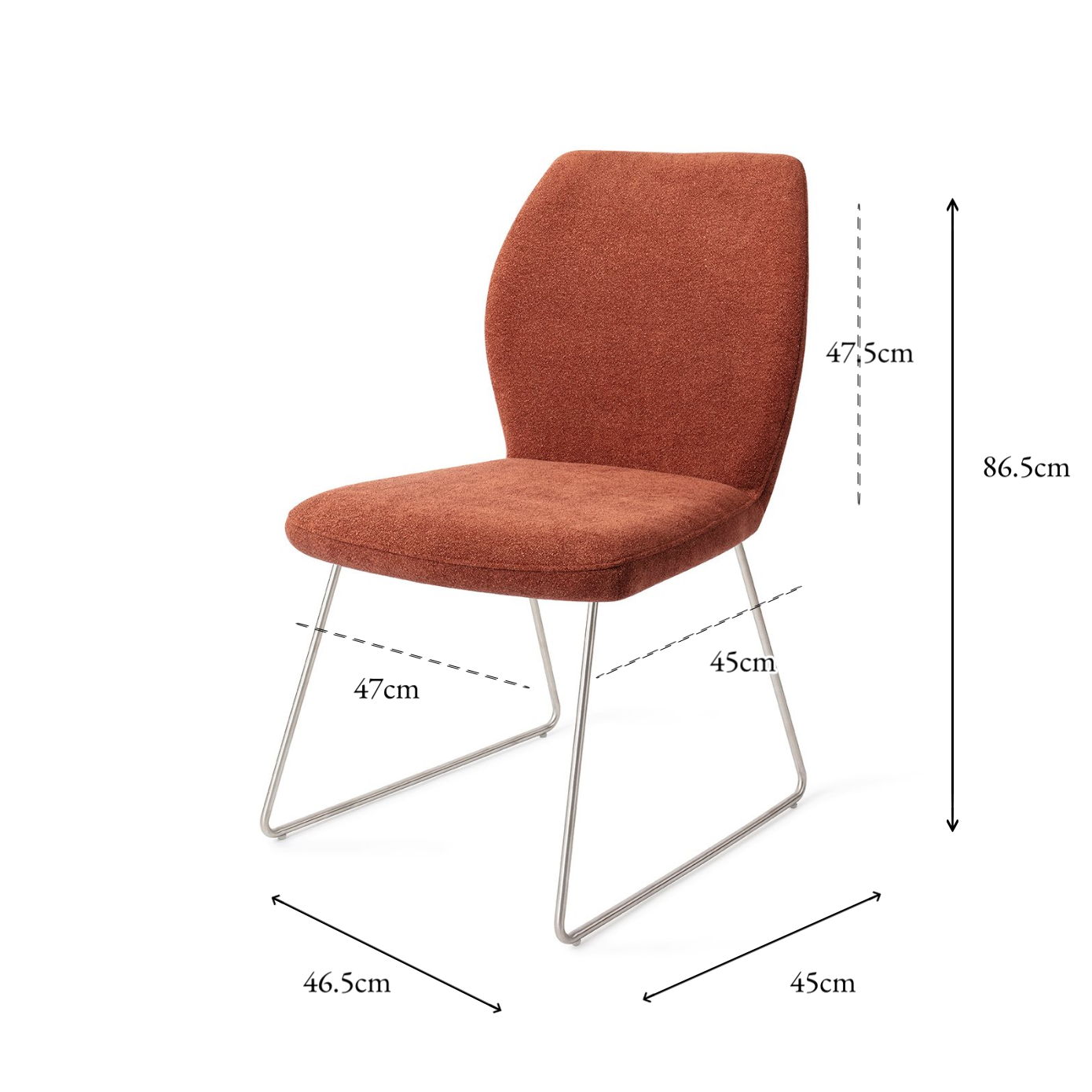 Ikata Dining Chair Cosy Copper Slide Steel