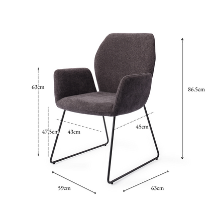 Misaki Dining Chair Almost Black Slide Black