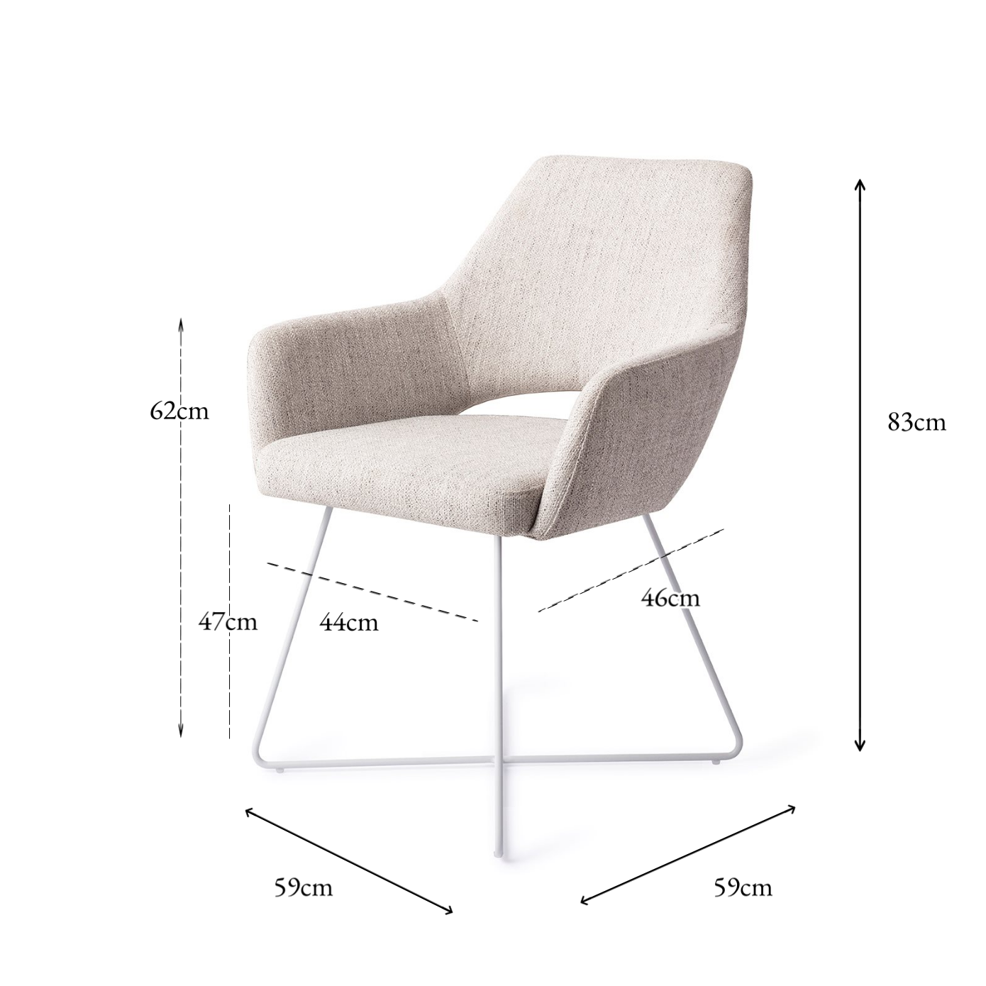 Yanai Dining Chair Pigeon Cross White