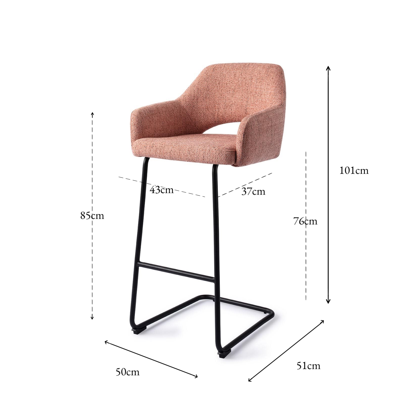 Yanai Bar Chair Pink Punch Arch Bar (75 cm)